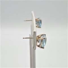 Clyde Duneier 14K Yellow Cabochon Heart Cut Blue Topaz & Diamond Stud Earrings